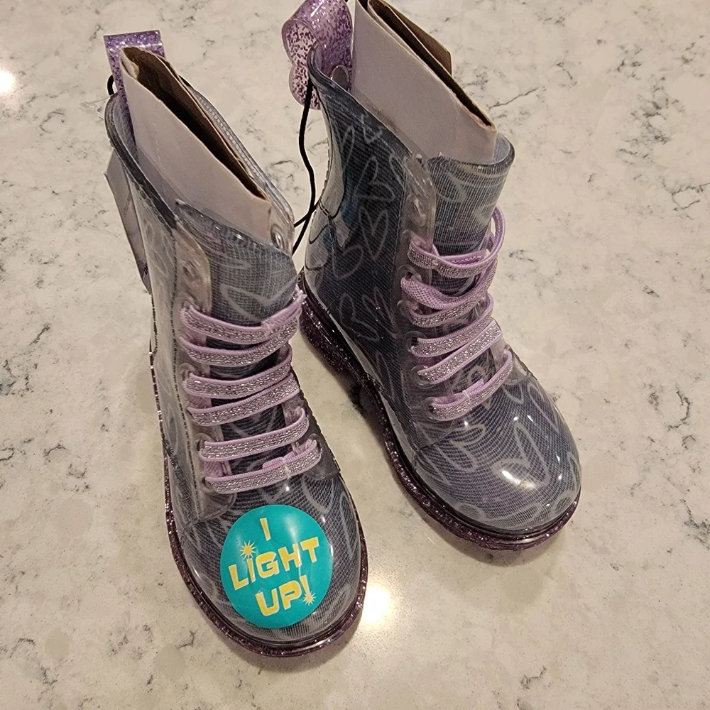 Western Chief Toddler Girls' Ombre Heart Glitter Sirena Rain Boots Size 5 NWT